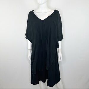 Dunes Black Gauze Dress Size XL Short Sleeve V-Neck Casual Summer Beachy